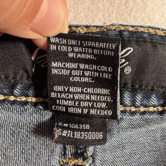 True Luck Jeans Mens 34 Blue Straight Mid Rise Medium Wash Stretch - Picture 4 of 11